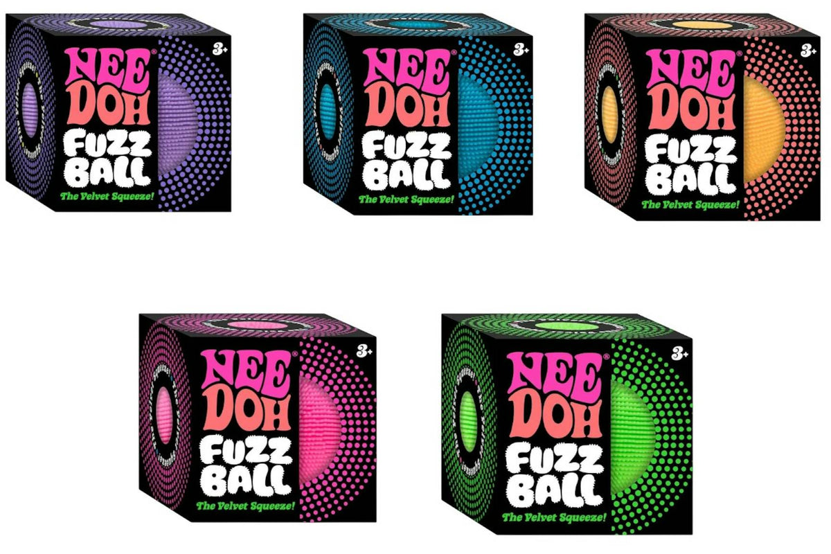 NeeDoh Fuzzball The Velvet Squeeze Squishy Fidget Toy Set of 5 Purple/Blue/Orange/Pink/Green