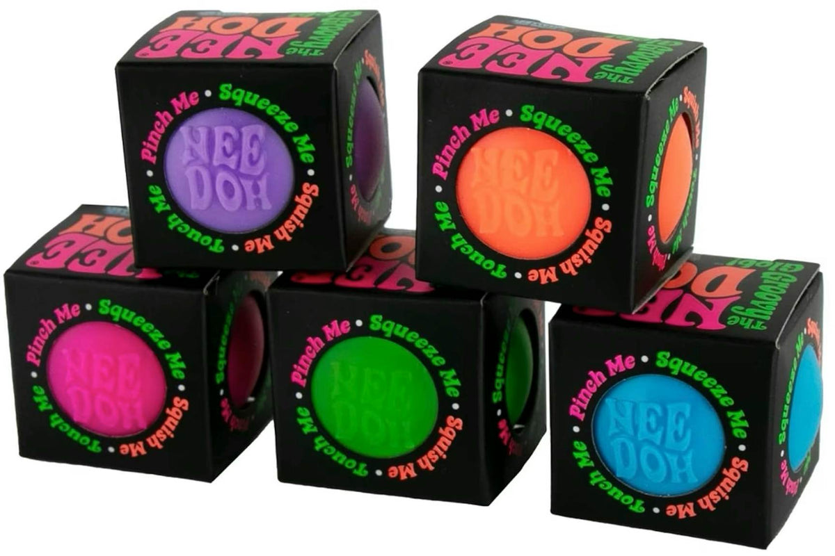 NeeDoh Groovy Glob From the World's Smallest Line Squishy Fidget Toy (Set of 5) Pink/Blue/Green/Orange/Purple