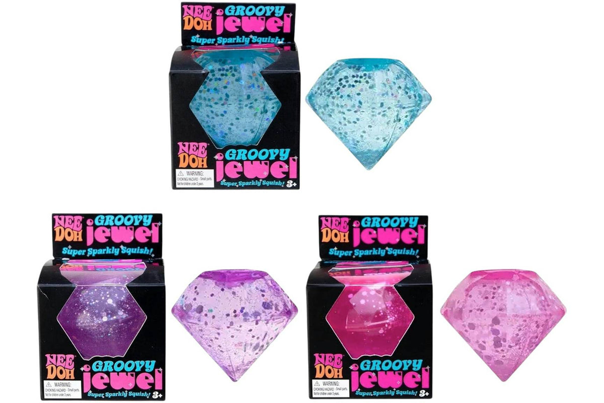 NeeDoh Groovy Jewel Squishy Fidget Toy Set of 3 Purple/Blue/Pink