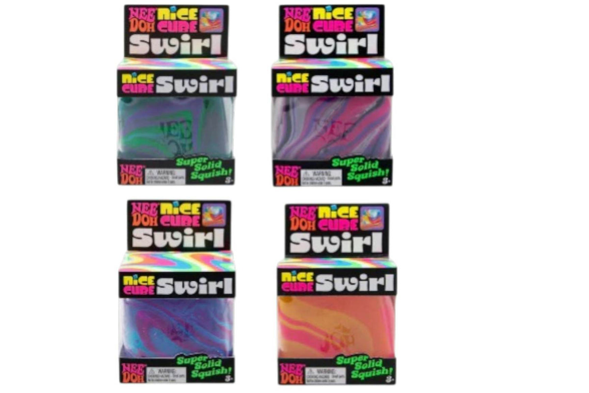 NeeDoh Nice Cube Swirl Super Squeeze! 4x Lot Multicolor