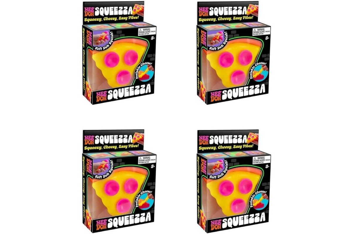 NeeDoh Squeeza Pizza Squishy Fidget Toy Yellow Crust 4x Lot