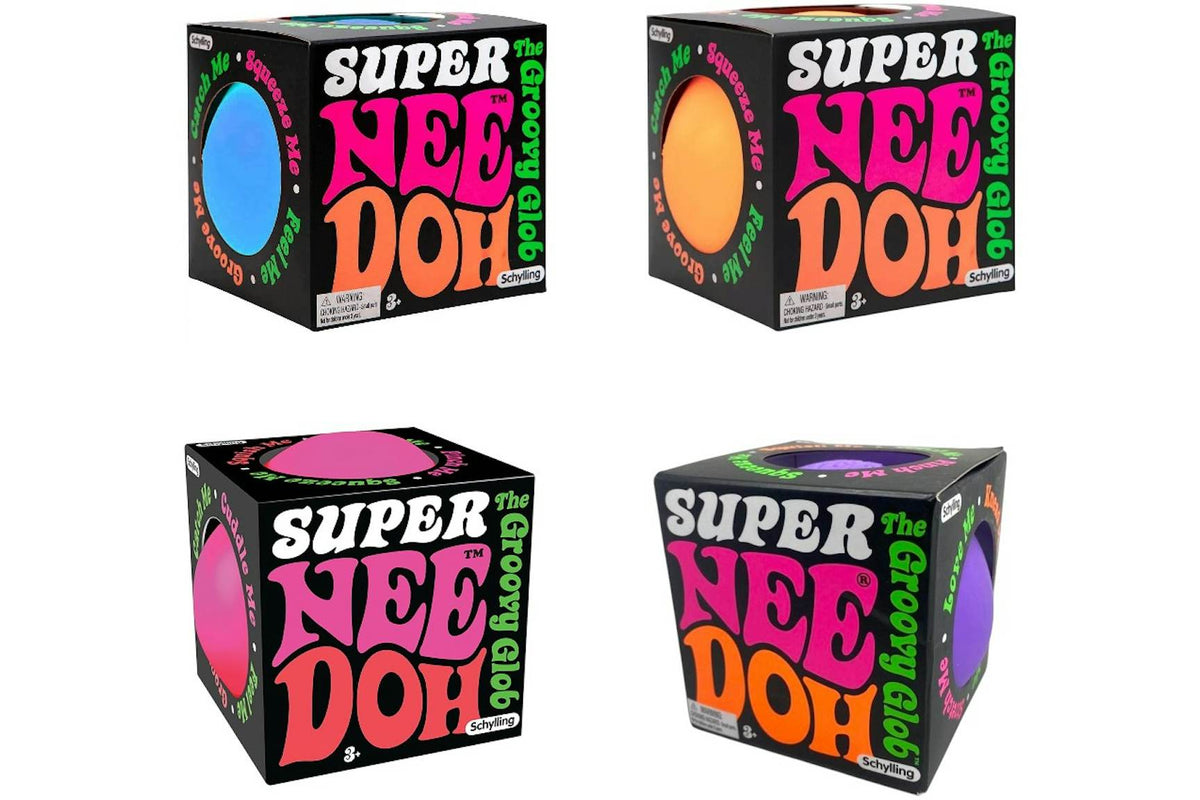 NeeDoh Super Groovy Glob Squishy Fidget Toy Set of 4 Pink/Blue/Orange/Purple